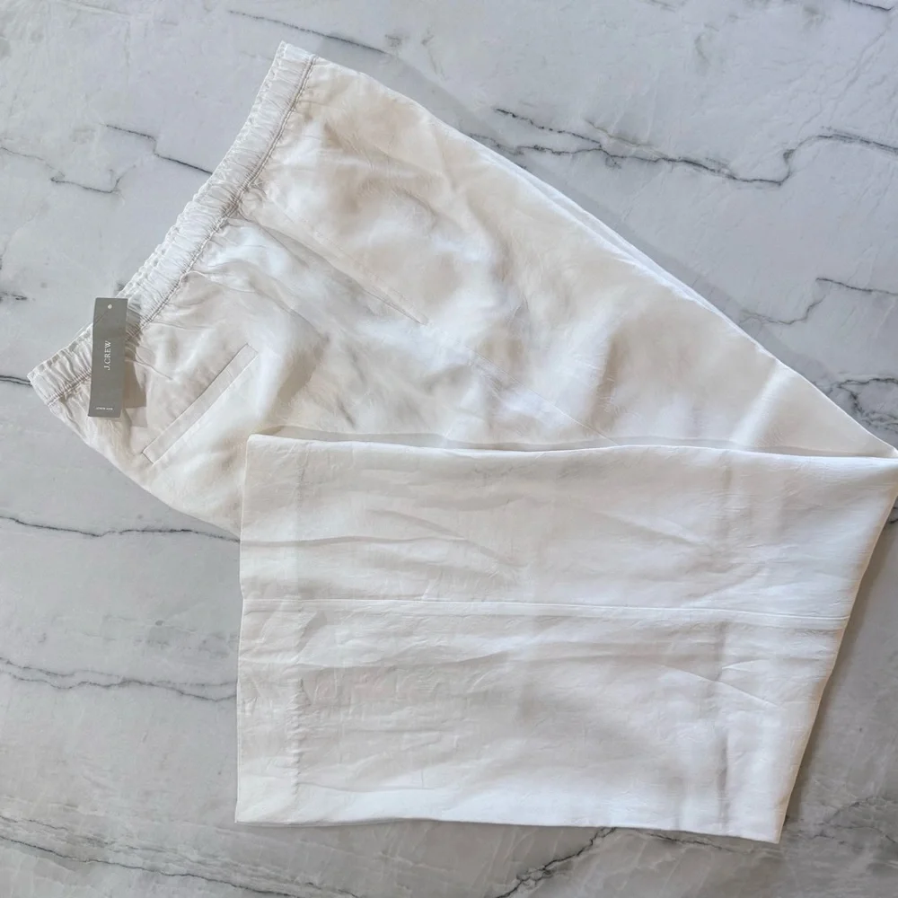 NWT J.Crew ($148) Stratus Pant Textured Satin Ivory Small - Picture 5 of 8